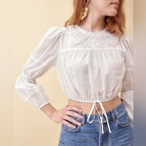 Reformation Warbler Shirt in White Organic Cotton